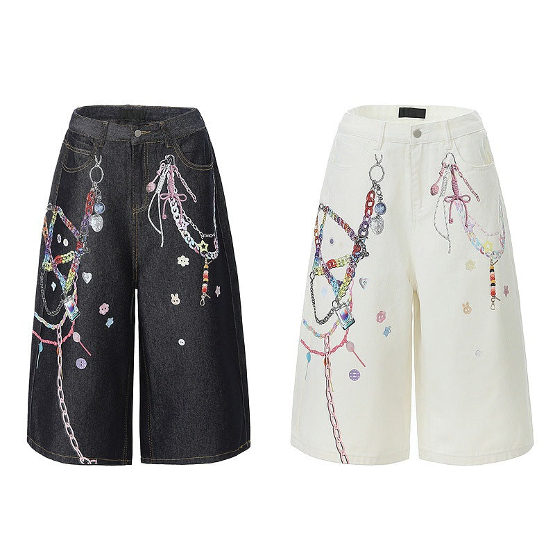 American-Style Loose Fit Straight-Leg Denim Shorts