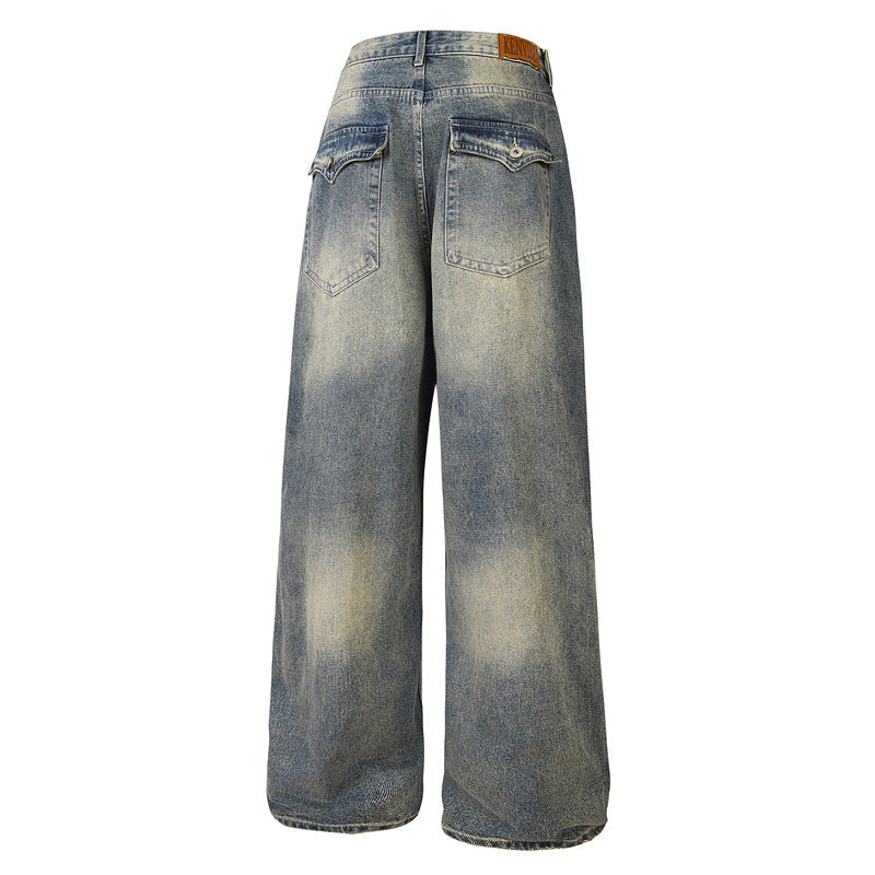 Washed Vintage Loose Straight Leg Denim Jeans
