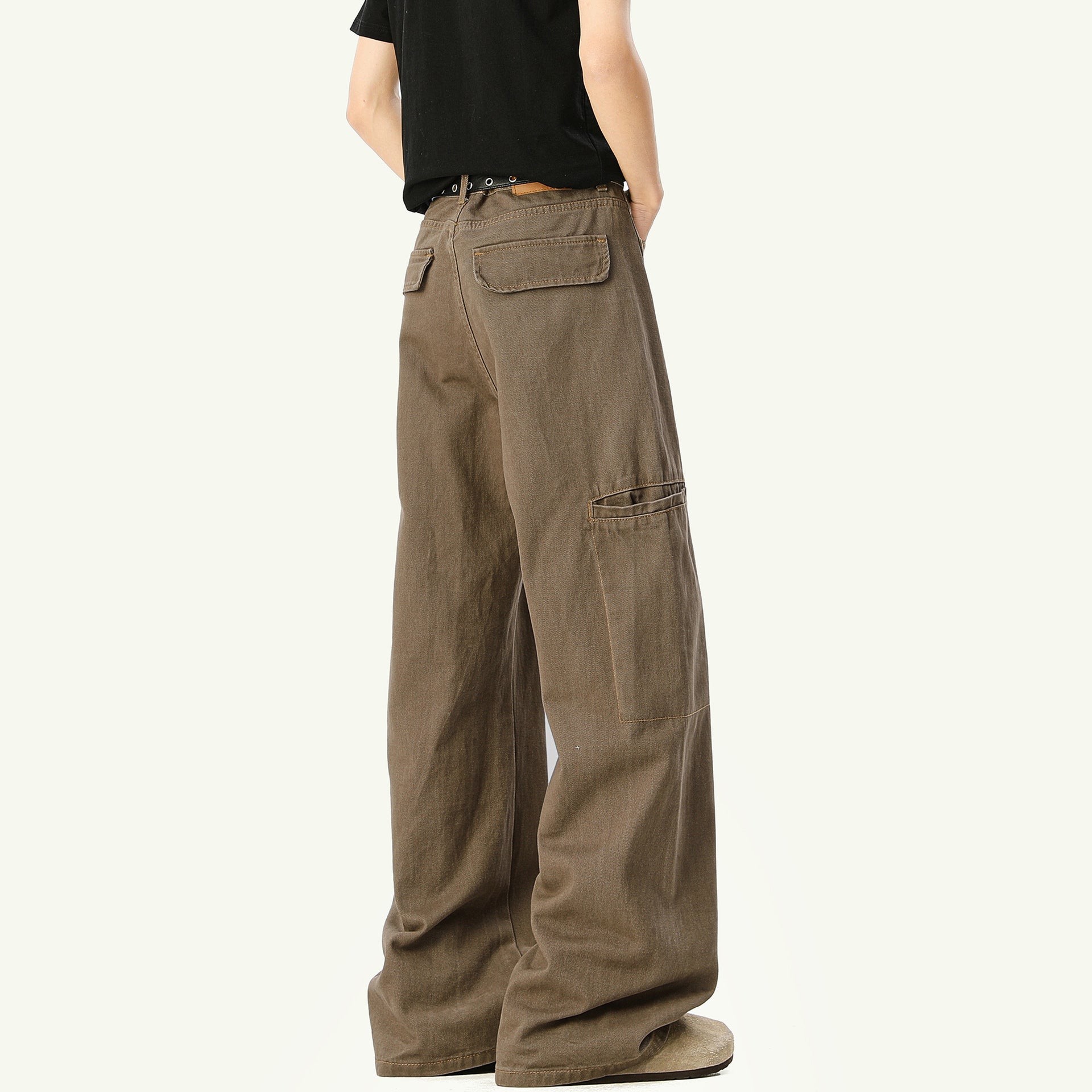 Retro Utility Wide-Leg Denim Pants – Straight Fit Workwear Jeans