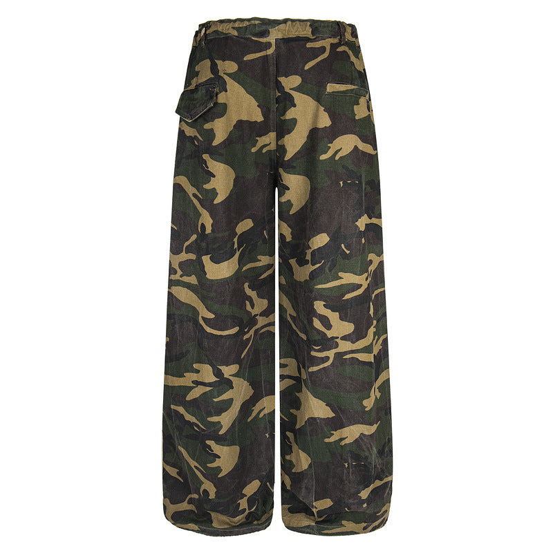 Vintage Knife-Cut Camo Cargo Pants