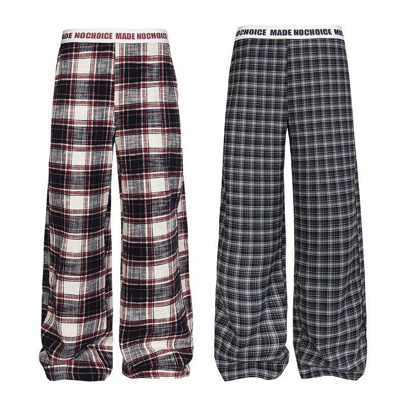 Vintage Plaid Loose-Fit Straight-Leg Dance Pants