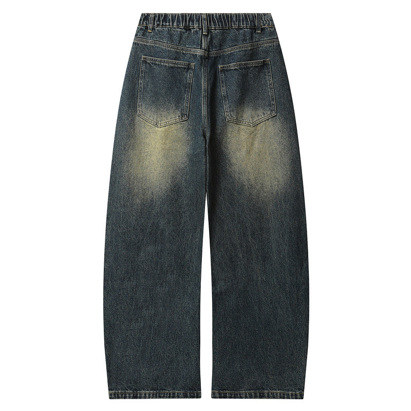 Vintage Distressed Wasteland-Style Loose Straight-Leg Ripped Jeans
