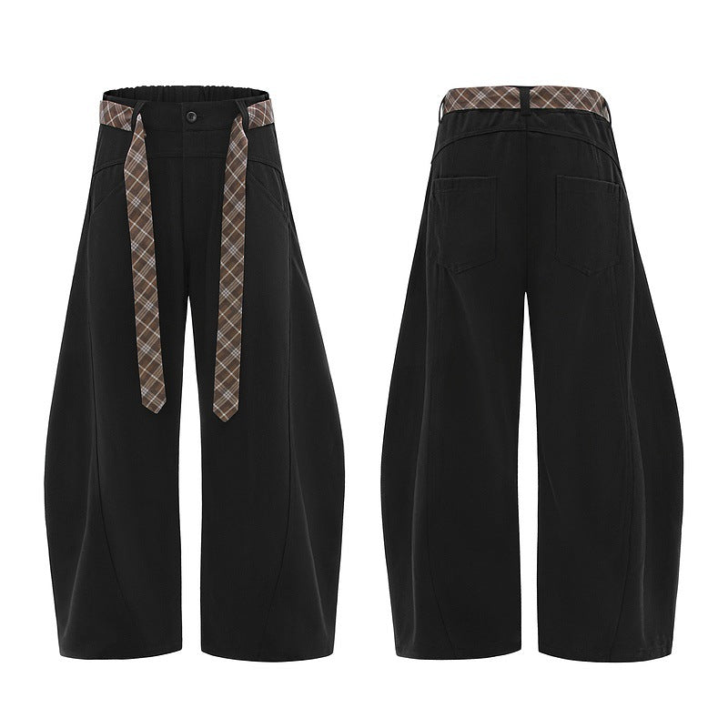 Retro Flared Trousers with Tie-Waist Design