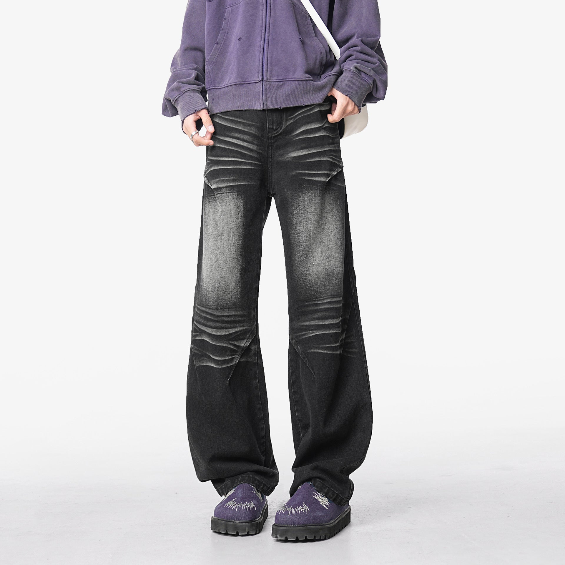 Lightning Crack Cleanfit Flared Denim Pants