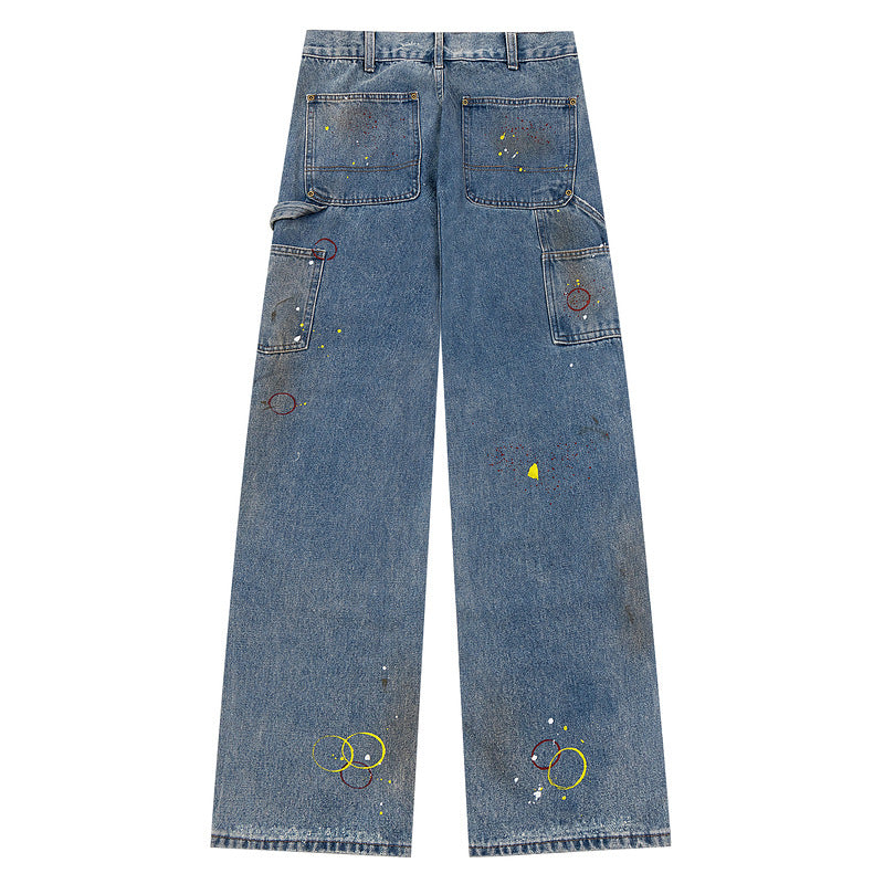 Vintage Graffiti Loose Straight-Leg Mid-Rise Jeans