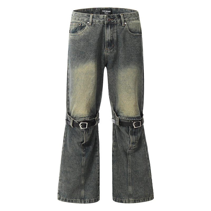 Structured Flared Wide-Leg Jeans
