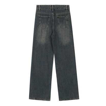 Vintage High-Waisted Star Patch Wide-Leg Jeans