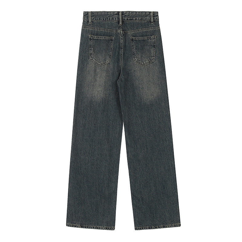 Vintage High-Waisted Star Patch Wide-Leg Jeans