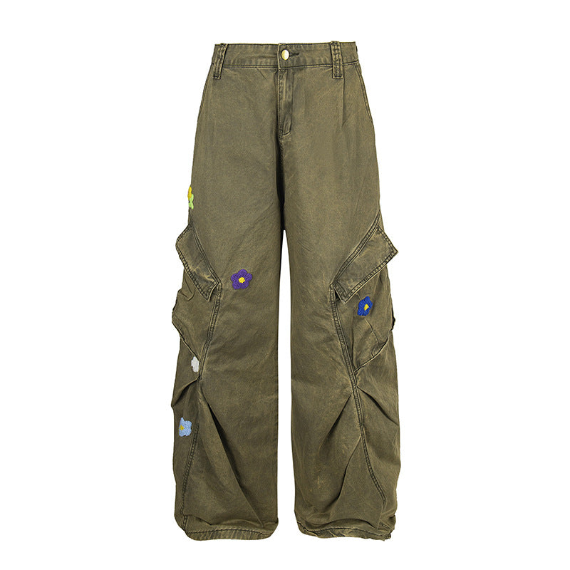 Vintage Floral Decor Utility Cargo Pants