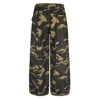 Vintage Knife-Cut Camo Cargo Pants