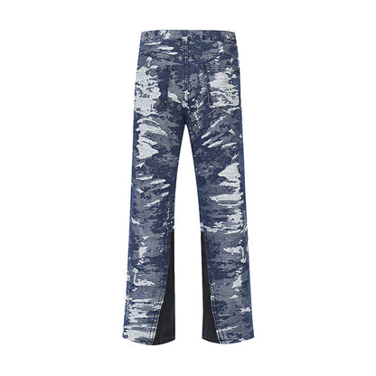 American Retro Patchwork Washed Jeans