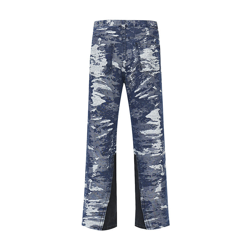 American Retro Patchwork Washed Jeans