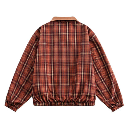 Vintage Reversible Bomber Jacket – Plaid Splicing Design