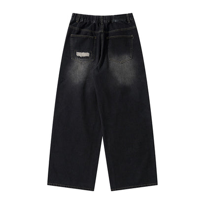 Streetwear Patchwork Design Loose Straight-Leg Jeans