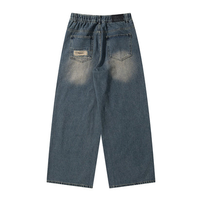 Streetwear Patchwork Design Loose Straight-Leg Jeans