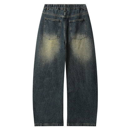 Vintage Distressed Wasteland-Style Loose Straight-Leg Ripped Jeans