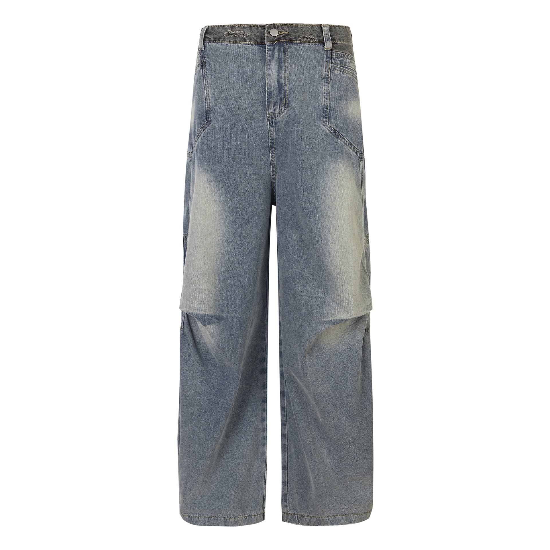 Washed Wrinkled Micro-Flare Carrot-Leg Vintage Jeans