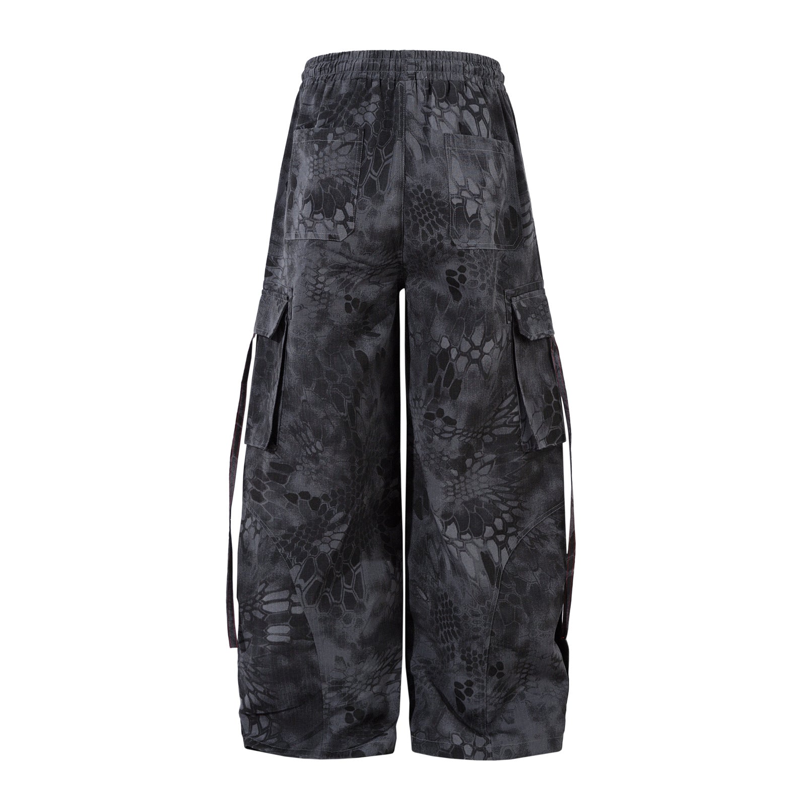 Retro Camo Snake-Print Multi-Pocket Cargo Pants