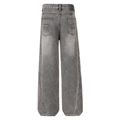 Vintage Washed Distressed Hip-Hop Loose Straight-Leg Jeans