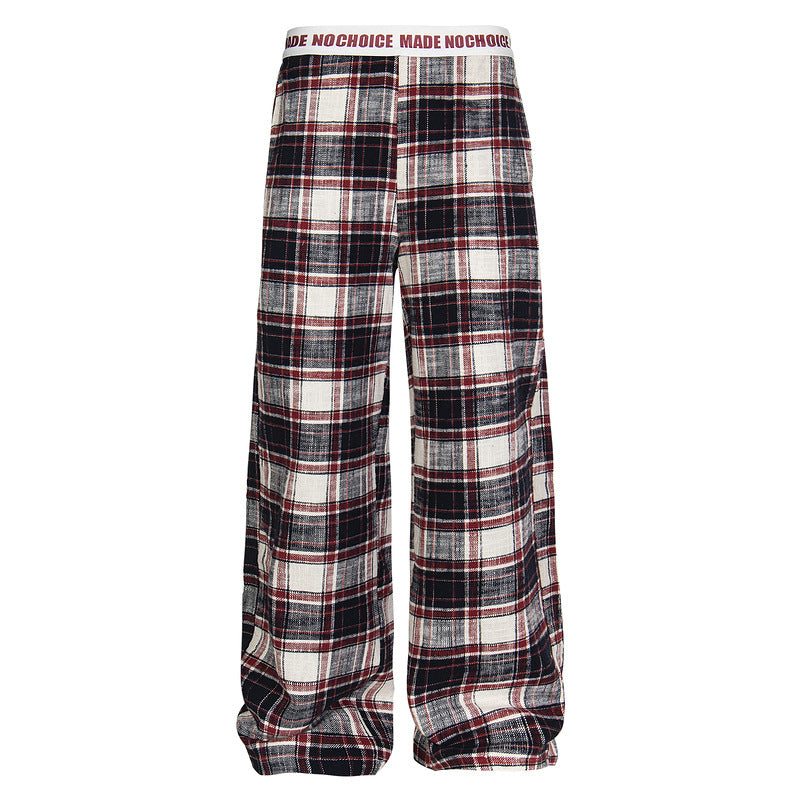Vintage Plaid Loose-Fit Straight-Leg Dance Pants