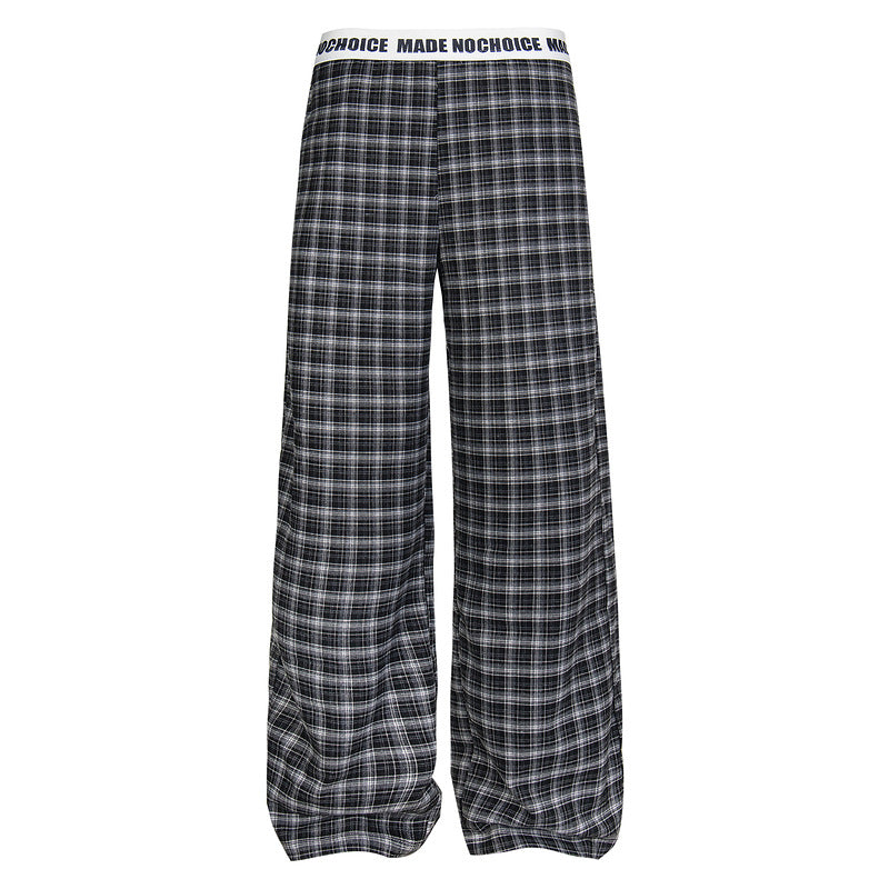 Vintage Plaid Loose-Fit Straight-Leg Dance Pants